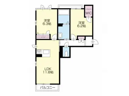 BEREOCOMFORTKITASHIMADAB(2LDK/2階)の間取り写真