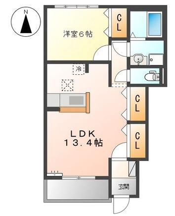 SUNNY COURT(1LDK/1階)の間取り写真