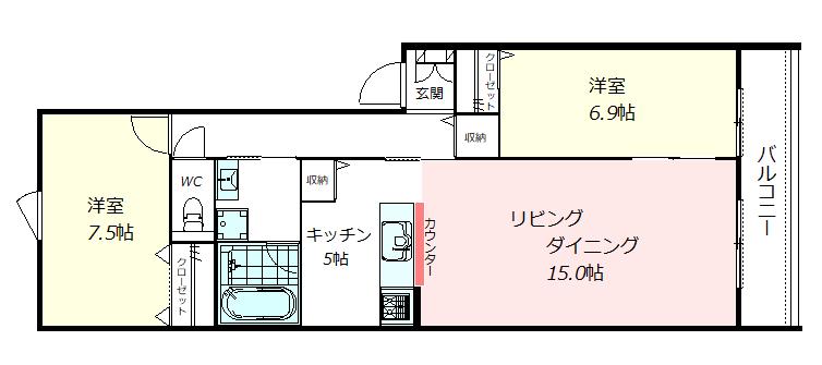 リーブル代々木(2LDK/1階)の間取り写真