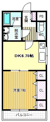 VULCAN城山(1DK/5階)の間取り写真