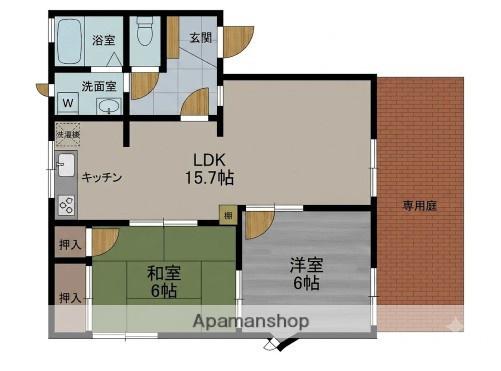 ドミール姪浜(2LDK/1階)の間取り写真