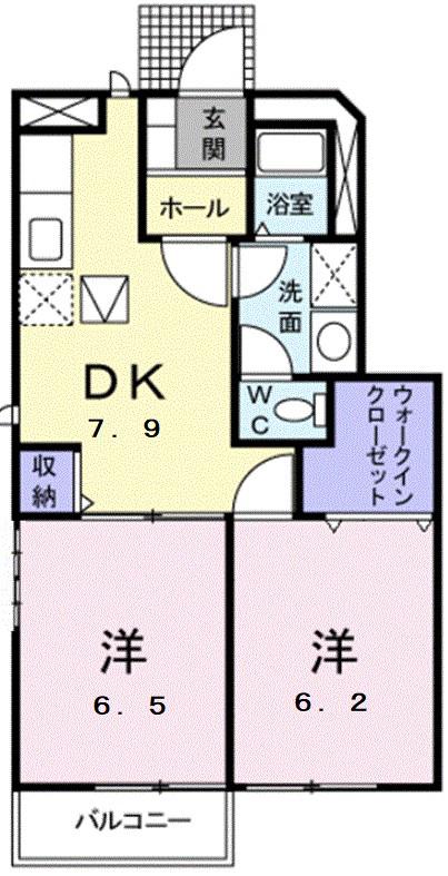 シャイン・スクエアA(2DK/1階)の間取り写真