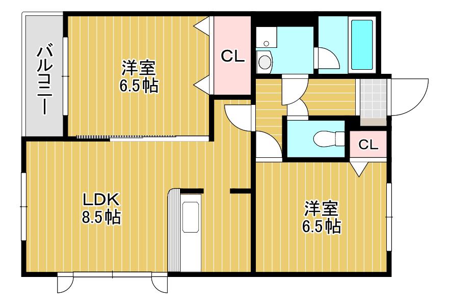 高峰第6晴和ビル(2LDK/3階)の間取り写真