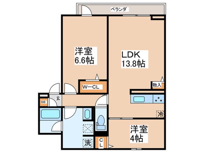 クラシスト苅田ウエスト(2LDK/1階)の間取り写真