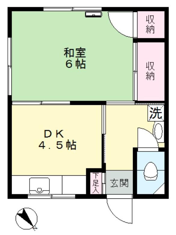 恩田荘(1DK/1階)の間取り写真