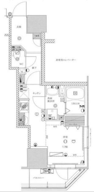 ライジングプレイス亀戸(1K/2階)の間取り写真