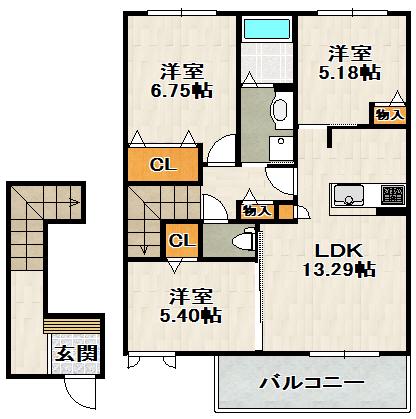 HIGHLIFE御殿山A棟(3LDK/2階)の間取り写真