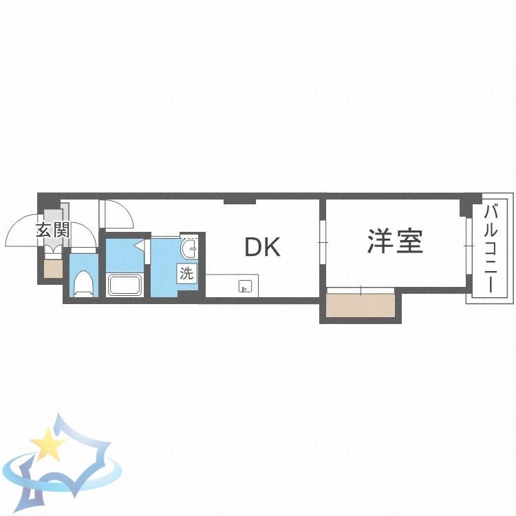 ノースマンション桑園(1DK/4階)の間取り写真