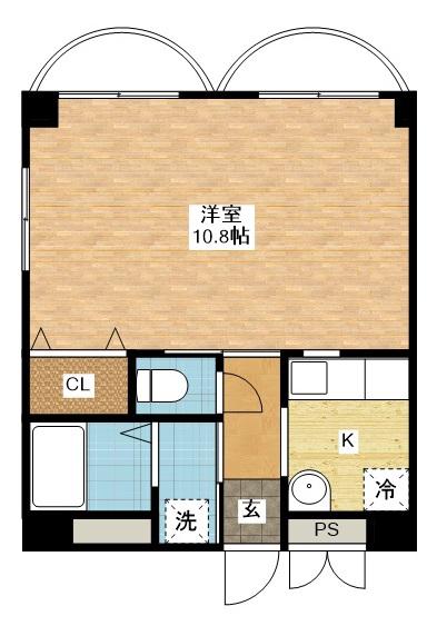 Rコート長崎(1K/2階)の間取り写真