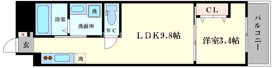 URBAN PARK難波南(1LDK/6階)の間取り写真