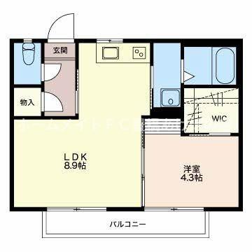 グリーンタウン高師G(1LDK/2階)の間取り写真