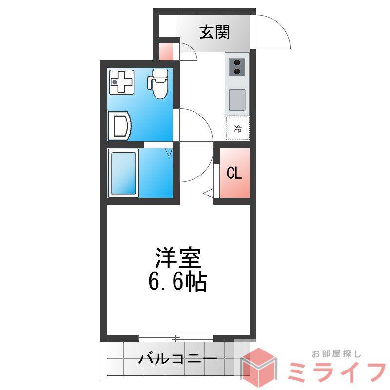 シャトーレ南巽(1K/1階)の間取り写真