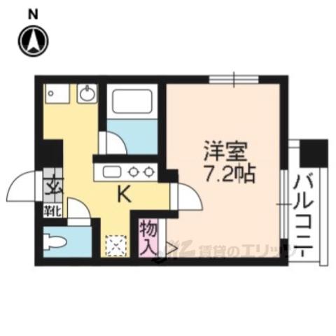 ノース SIDE 1 東館(1K/4階)の間取り写真