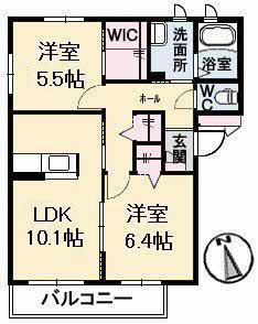 グランドメゾン新尾道駅前(2LDK/2階)の間取り写真