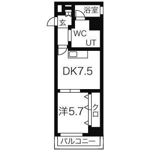RIDGE大曾根(1DK/12階)の間取り写真