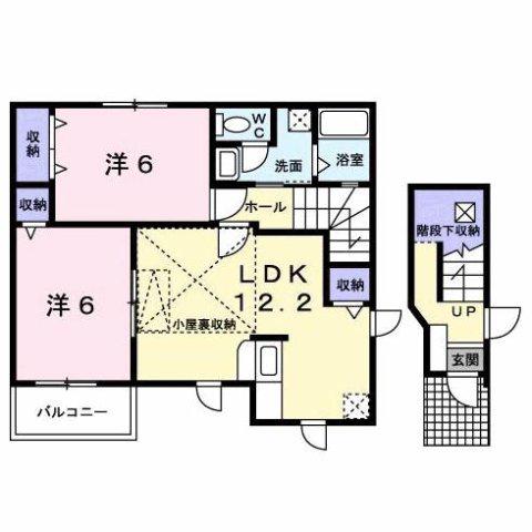 リファインドレジデンスB棟(2LDK/2階)の間取り写真