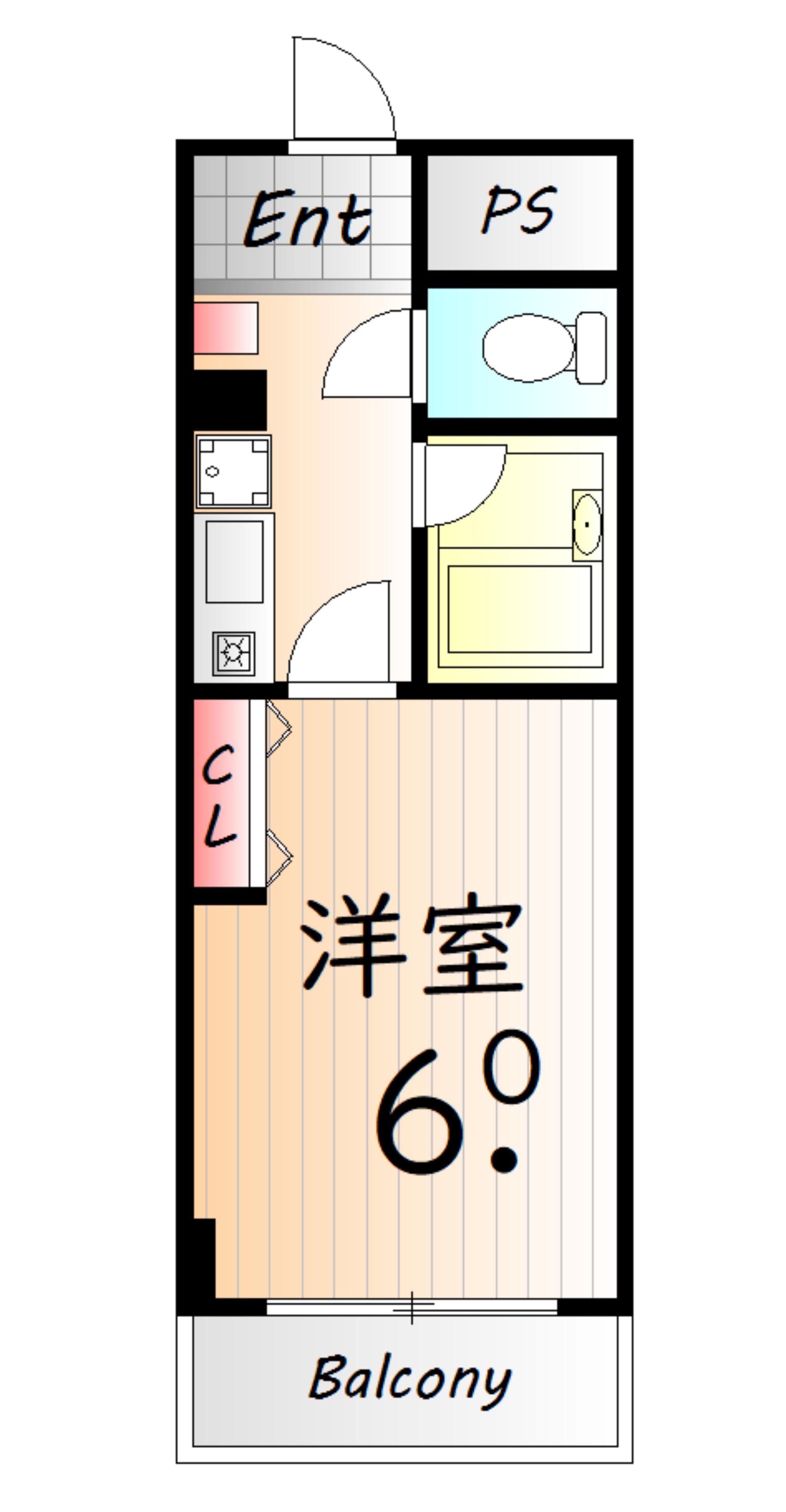 フロール須磨(1K/4階)の間取り写真
