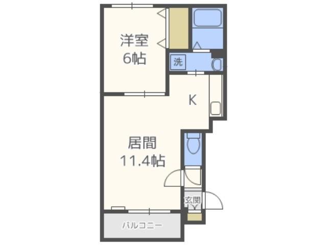 平岸壱番館(1LDK/4階)の間取り写真
