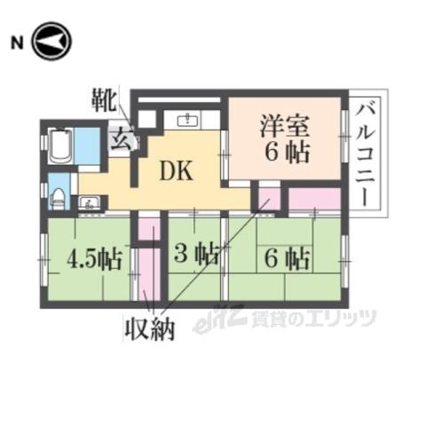 石原C棟(4DK/4階)の間取り写真