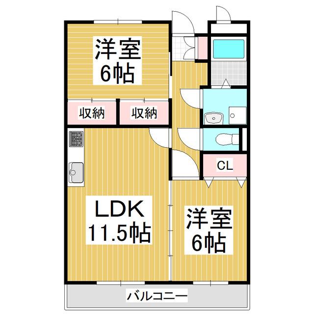 リバーサイド奈良井(2LDK/1階)の間取り写真