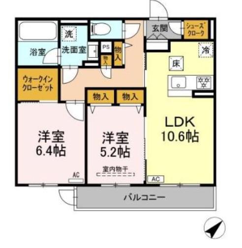 ANレジデンス(2LDK/1階)の間取り写真