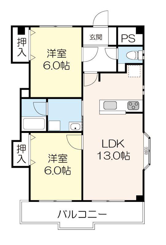 ラフィーヌ・ファインビュー(2LDK/5階)の間取り写真