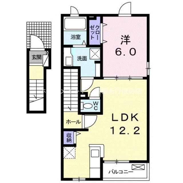 クラール カミノワ(1LDK/2階)の間取り写真