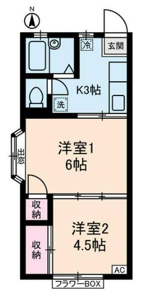 KMハイツ(2K/1階)の間取り写真