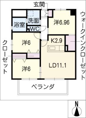 フェリーチャ アイオイ(3LDK/10階)の間取り写真