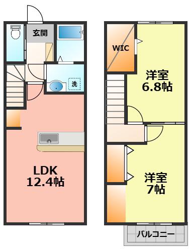PREVER(2LDK/1階)の間取り写真