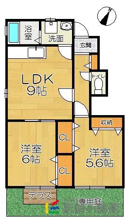 KAISEIKAN(2LDK/1階)の間取り写真
