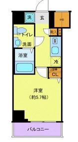 クレヴィスタ大井町(1K/1階)の間取り写真