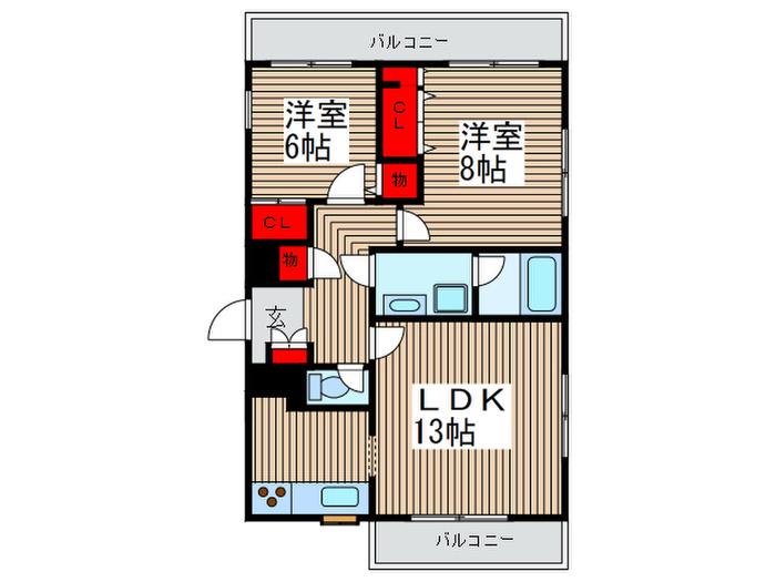 ユニーグレイス(2LDK/3階)の間取り写真