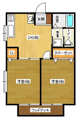 ケイディ小坂(2DK/1階)の間取り写真