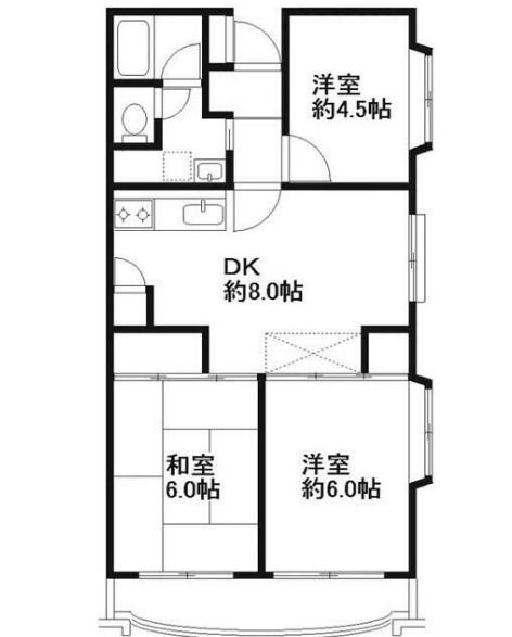 ブランハイツ長津田(3DK/5階)の間取り写真