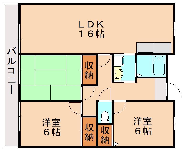 大産春日マンション(3LDK/1階)の間取り写真