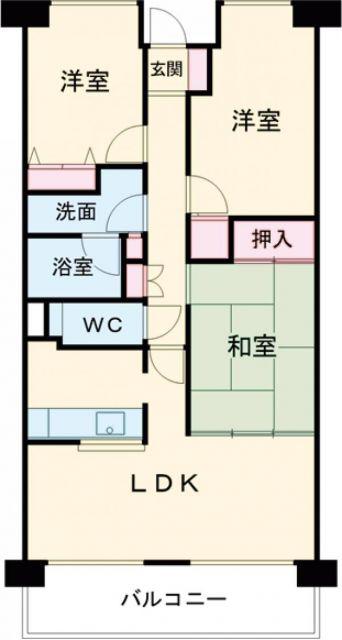 ダイアパレスアコスト岩沼 II(3LDK/4階)の間取り写真