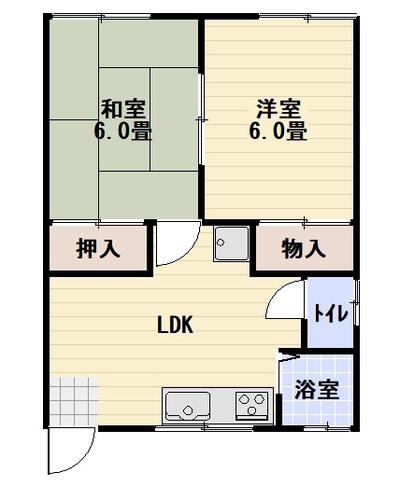 SAZANKA2(2DK/1階)の間取り写真