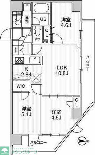ツインズ国立I(3LDK/3階)の間取り写真