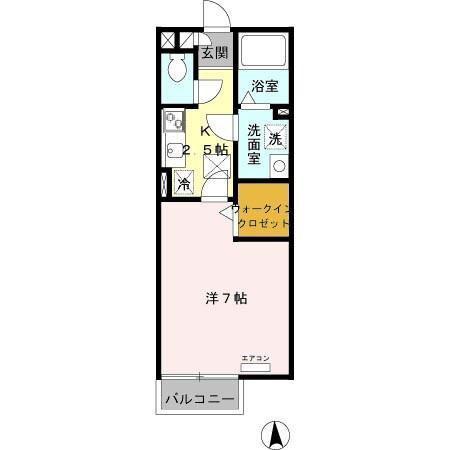 グランモア矢内谷(1K/1階)の間取り写真