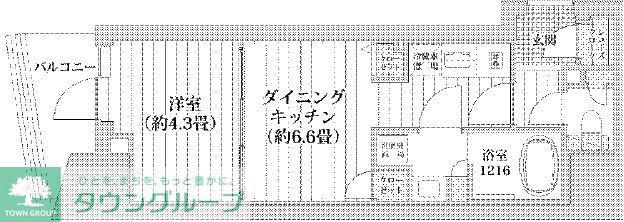 ライオンズフォーシア五反田(1DK/12階)の間取り写真