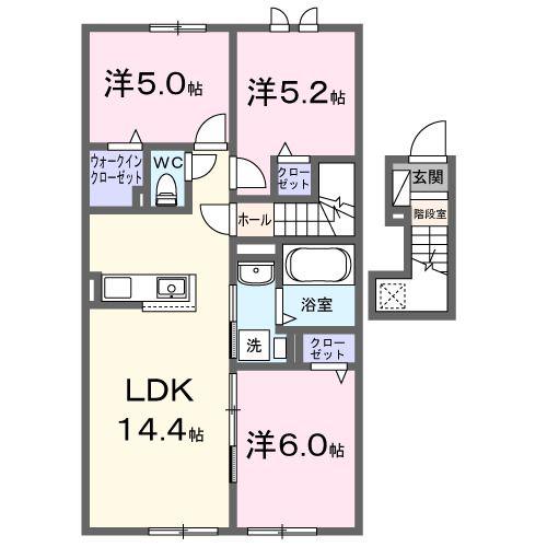 ヴィラK VII(3LDK/2階)の間取り写真