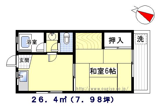 日吉荘(1K/2階)の間取り写真