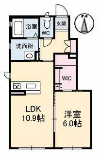 シェヴェール(1LDK/1階)の間取り写真