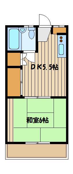レジデンス南大泉(1DK/2階)の間取り写真