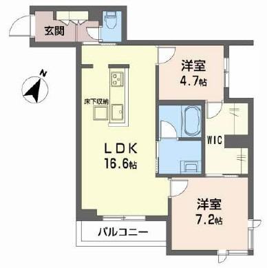トリフォリア(2LDK/1階)の間取り写真
