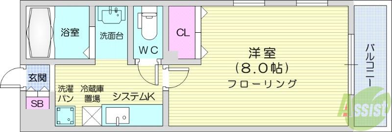 ソレイユパルク14番館(1K/1階)の間取り写真