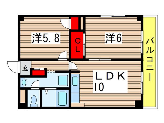 AKビル(2LDK/3階)の間取り写真