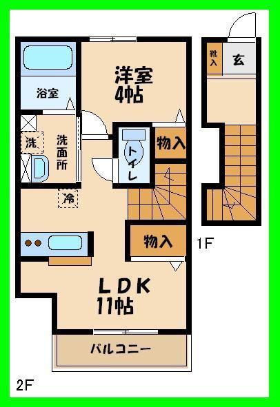 K HOUSE(1LDK/2階)の間取り写真