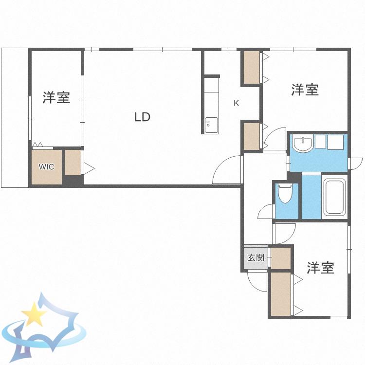 アルファスクエア宮の森2条(3LDK/4階)の間取り写真